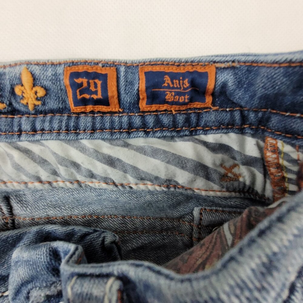 Rock Revival Jeans Women's 29 Blue Anja Boot 30x34.25" Stretch Worn Hems - Picture 5 of 16